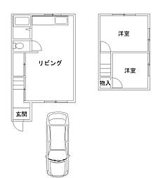 JR和歌山線 船戸駅 徒歩10分の賃貸一戸建て 1階2LDKの間取り