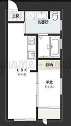 南海加太線 八幡前駅 徒歩5分の賃貸アパート 1階1DKの間取り