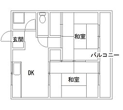 JR紀勢本線 黒江駅 徒歩15分の賃貸アパート 2階2DKの間取り