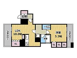 リーガルあみだ池新町 1LDKの間取図画像