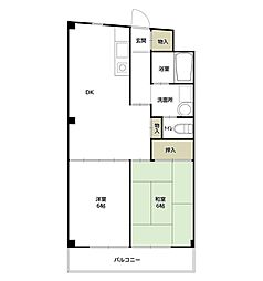 天神マンション 2DKの間取図画像