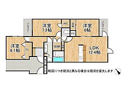 ステイツ花屋敷つつじが丘 3LDKの間取図画像