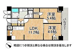 リバーサイド香櫨園 2LDKの間取図画像