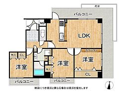 ヴェルドール芦屋 3LDKの間取図画像