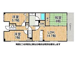 ベルーフ西宮山手 3LDKの間取図画像