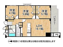 オリーブハイツ西宮 3LDKの間取図画像