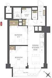 小豆沢ローズハイム 2DKの間取図画像