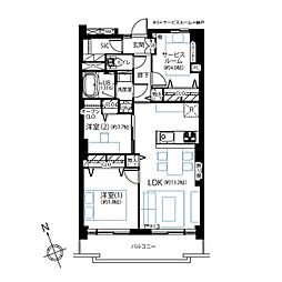 加賀マンション 2SLDKの間取図画像