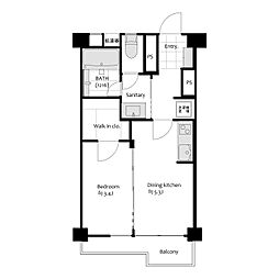 シャンボール都立大 1DKの間取図画像