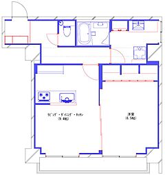 シャトレー駒沢 1LDKの間取図画像