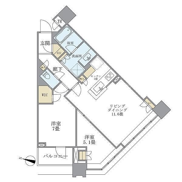 東京都品川区上大崎3丁目(賃貸マンション2LDK・7階・64.01㎡)の写真 その2