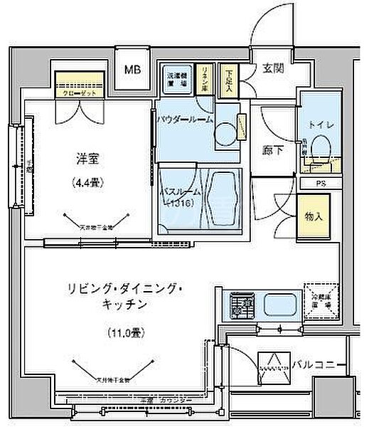 東京都品川区東五反田1丁目(賃貸マンション1LDK・8階・38.40㎡)の写真 その2