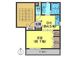 シオン・ド・ヒル 1DKの間取図画像