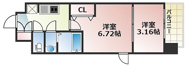 スプランディッド荒本駅前DUE ｜大阪府東大阪市横枕西(賃貸マンション2K・10階・27.61㎡)の写真 その3