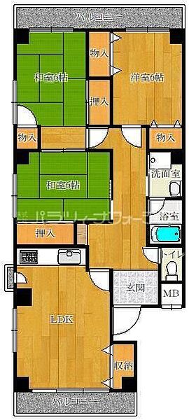 兵庫県西宮市瓦林町(賃貸マンション3LDK・2階・76.00㎡)の写真 その2