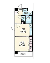 東川口弥生マンション 1DKの間取図画像