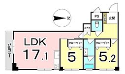 シャンボール南12条 2LDKの間取図画像