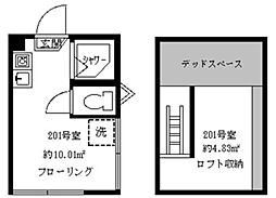 JR総武線 阿佐ケ谷駅 徒歩8分の賃貸アパート 2階ワンルームの間取り