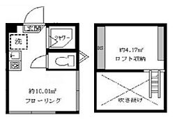 JR総武線 阿佐ケ谷駅 徒歩8分の賃貸アパート 1階ワンルームの間取り