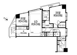 ヴェルビュ横浜反町 2LDKの間取図画像