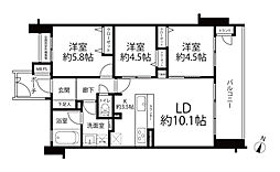 クリオ世田谷上祖師谷壱番館 3LDKの間取図画像
