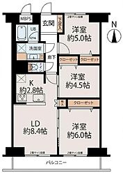 シャルマンコーポ野江2期 3LDKの間取図画像