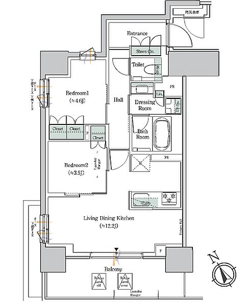 ＯＮＥ　ＲＯＯＦ　ＲＥＳＩＤＥＮＣＥ　ＮＩＳＨＩＮＩＰＰＯＲ 804｜東京都荒川区西日暮里５丁目(賃貸マンション2LDK・8階・51.59㎡)の写真 その2