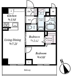 ヴェルデ若葉 3階2LDKの間取り
