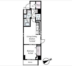ヴェルデ若葉 1階1LDKの間取り