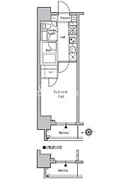 カーサスプレンディッド新宿御苑 6階1Kの間取り