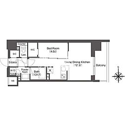 コンフォリア東新宿 10階1LDKの間取り