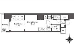 コンフォリア東新宿 2階1LDKの間取り