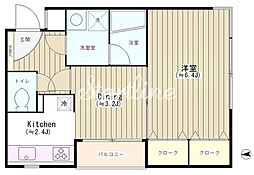 四ツ谷ハウス（四ツ谷ＨＯＵＳＥ） 2階1DKの間取り