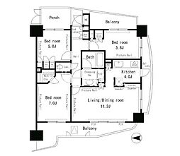 パークアクシス四谷ステージ 8階3LDKの間取り