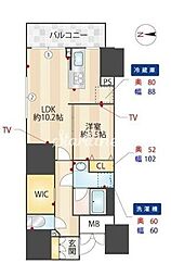 ズーム信濃町 2階1LDKの間取り