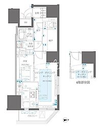 ズーム信濃町 8階1LDKの間取り