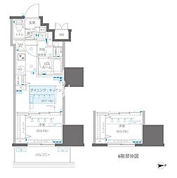 ズーム信濃町 6階1DKの間取り