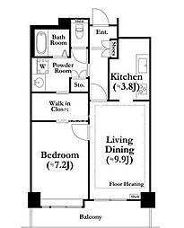 河田町ガーデン4号棟 5階1LDKの間取り