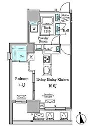 ミリアレジデンス新宿御苑 12階1LDKの間取り