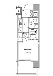 レジディア新宿御苑 4階1Kの間取り