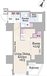 グランハイツ曙橋 1LDKの間取図画像
