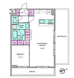 ラクラス四谷三丁目 1LDKの間取図画像