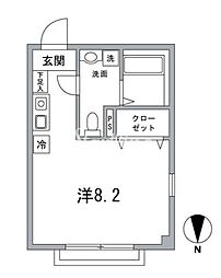 ロレットの小路 ワンルームの間取図画像