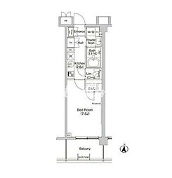 ヒューリックレジデンス新宿戸山 1Kの間取図画像