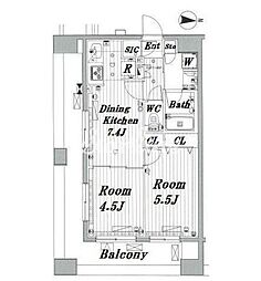 メイクスデザイン新宿 2DKの間取図画像