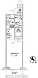 コンフォリア北参道 1Kの間取図画像