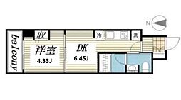 都営大江戸線 門前仲町駅 徒歩7分の賃貸マンション 4階1DKの間取り