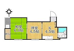 東京メトロ東西線 葛西駅 徒歩12分の賃貸マンション 2階2Kの間取り