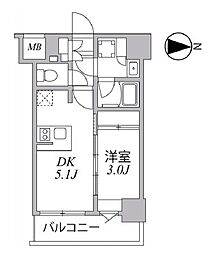 都営新宿線 西大島駅 徒歩5分の賃貸マンション 9階1DKの間取り