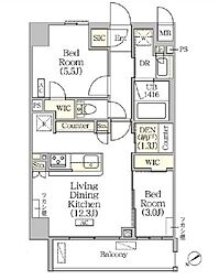 東京メトロ半蔵門線 水天宮前駅 徒歩10分の賃貸マンション 4階2LDKの間取り